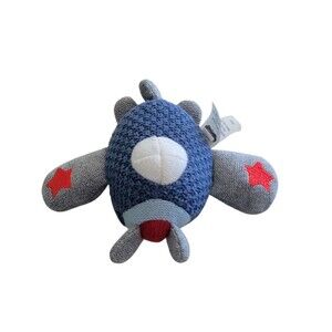 Mud Pie Knit Plush Rattle Airplane Baby Infant 4.5"